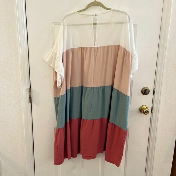 Haptics By Holly Harper Plus-Size Muti-Tiered Lagoon-Look Dress Sz XXL - Picture 7 of 9